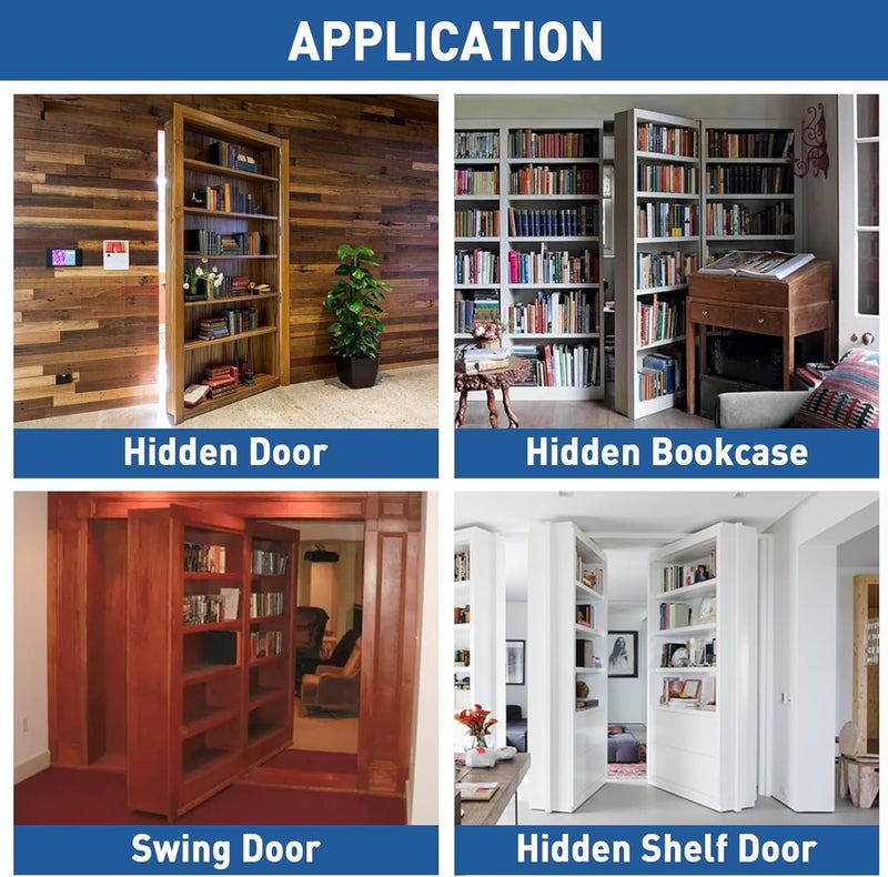TamBee Pivot Door Hardware Hidden Door Hinges for Secret Door Pivot Hinge Heavy Duty Hidden Bookcase Hinges Secret Door Hinges 304 Stainless Steel (I Shape 2PCS) - Image 4